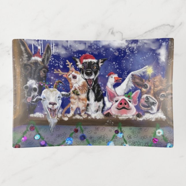 Christmas Farm Animals Trinket Tray (Front)