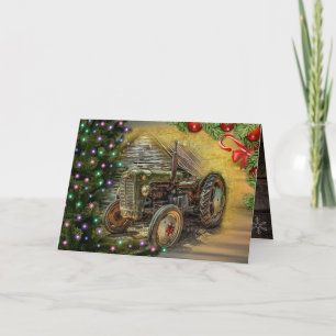 Christmas Farm Tractor With Christmas Tree Holiday