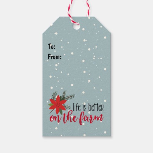 Christmas Farm Verse On Snowflakes Gift Tags