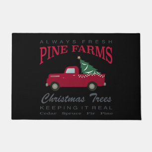 CHRISTMAS FARMHOUSE RED TRUCK DOORMAT