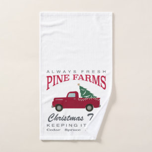 Farmhouse Christmas Kitchen Hand Towels: Country Truck and Trees