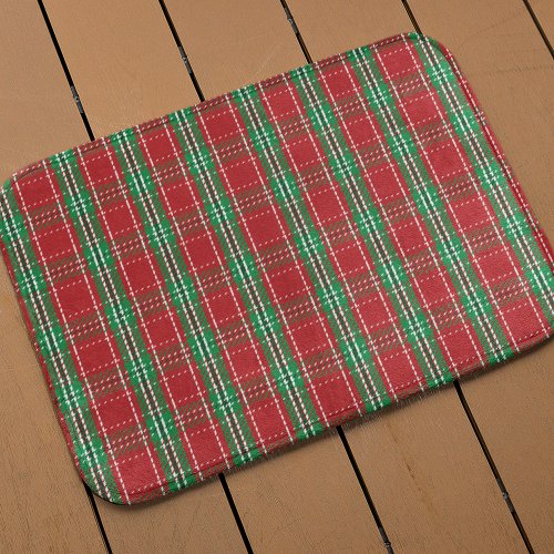 Christmas Farmhouse Rustic Holiday Red Plaid Bath Mat