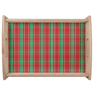Christmas Farmhouse Rustic Red Holiday Plaid Serving Tray