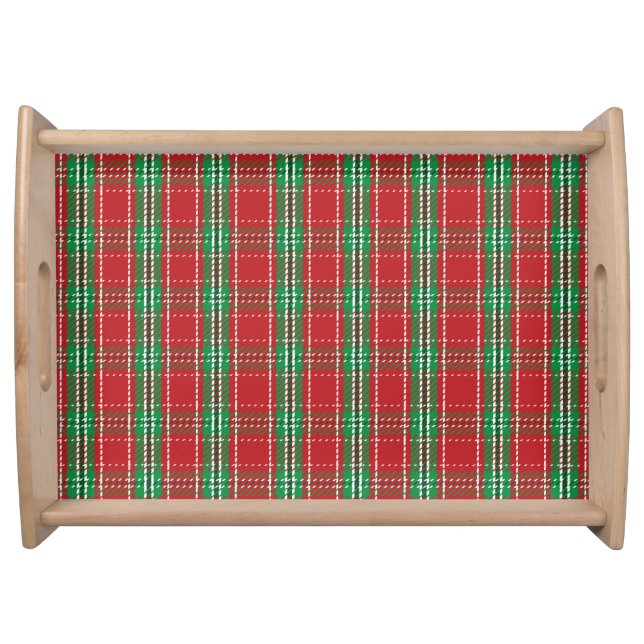 Christmas Farmhouse Rustic Red Holiday Plaid Serving Tray (Front)