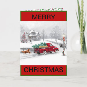 Christmas Farmhouse Scene on a Christmas Card