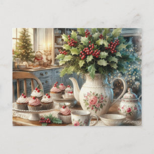 Christmas Farmhouse Tea Party Postcard