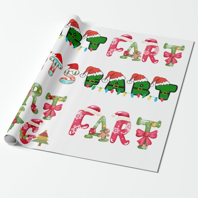 Christmas farting Farts Humor Wrapping Paper (Unrolled)