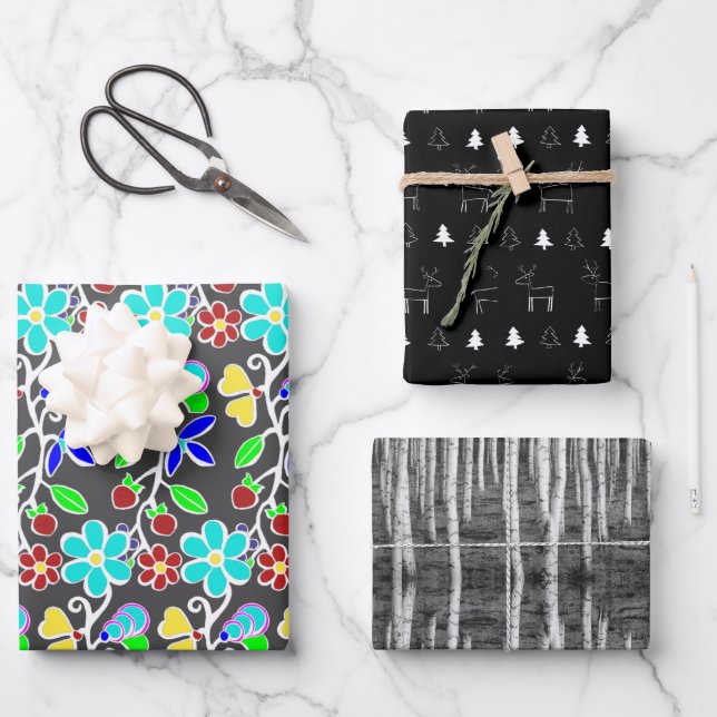Christmas Fashion Ayasha Logo Birch Forest Wrapping Paper Sheets (Front)