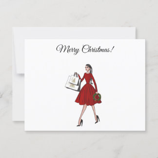 Christmas Fashion Illustration Postcard
