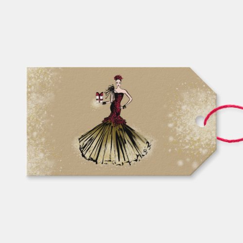 Christmas Fashion Illustration with parcel Gift Tags