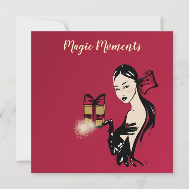 Christmas Fashion Illustration with parcel Holiday Card (Front)