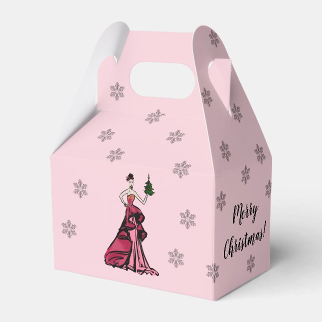 Christmas Fashion Illustration with tree Favor Boxes (Back Side)