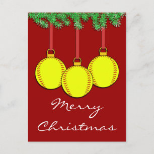 Christmas Fastpitch Softball Postcard