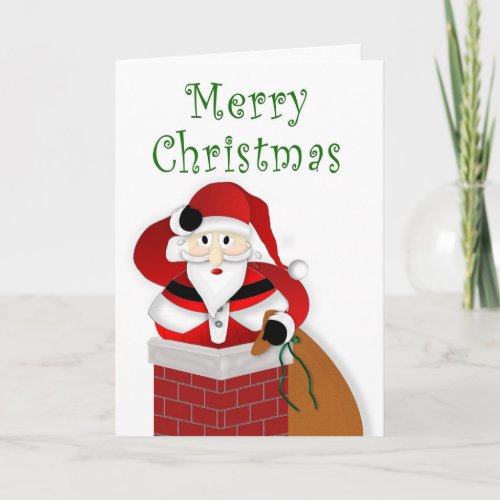 Christmas  Fat Santa Trying to go down Chimney Card