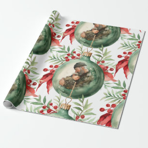 Christmas Father Dad Son Watercolor Ornament Wrapping Paper