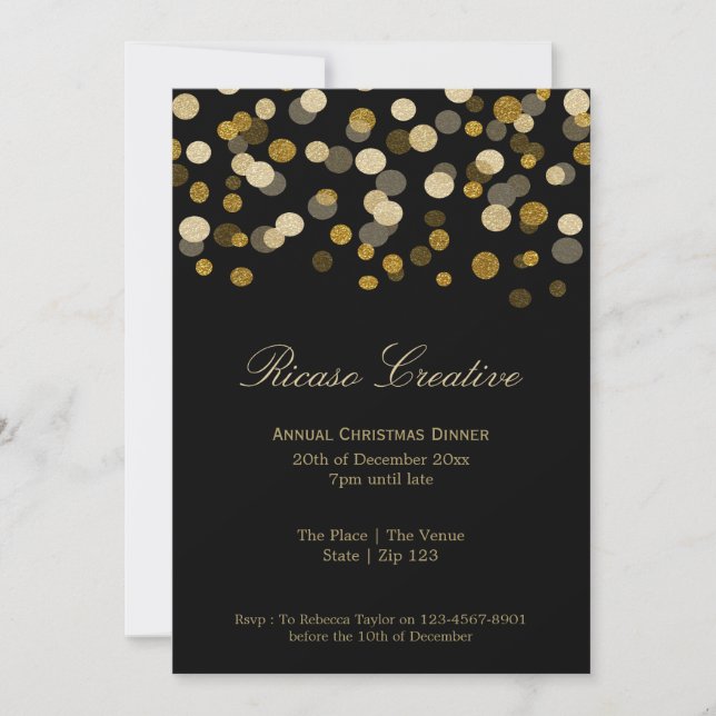 Christmas Faux Gold Festive Corporate Party Invitation (Front)