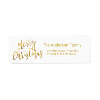 Christmas Faux Gold Foil Hand-Lettered Typography Label