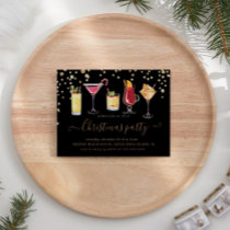 Christmas Faux Gold Glitter Cocktail Party Invitation