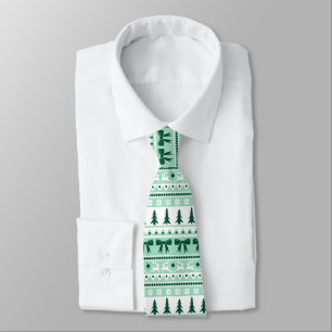 Christmas Faux Sweater Knit Pattern in Mint Green Neck Tie
