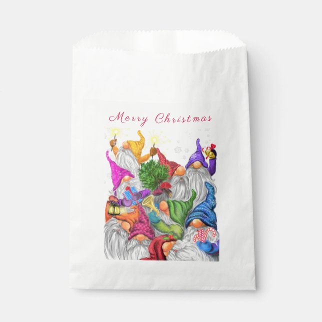 Christmas Favor Bag Gift Gnomes Party Cartoon (Front)