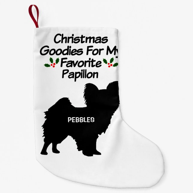 Christmas Favorite Papillon Dog Small Christmas Stocking (Front)