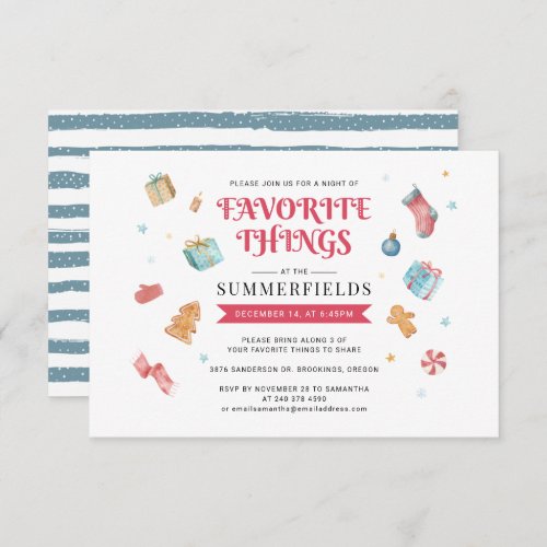 Christmas Favorite Things Gift Swap Party Invitation