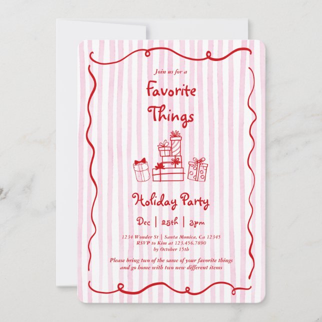 Christmas Favorite Things Invitation (Front)