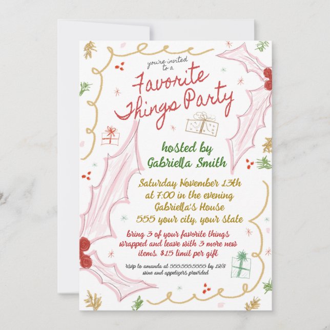 Christmas Favorite Things Invitation (Front)
