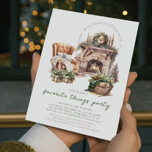 Christmas favorite things Party Cozy Fireplace Invitation