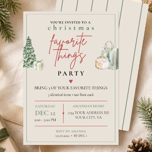 Christmas Favorite Things Party Watercolor Invitation