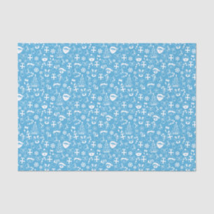 Christmas Favorites Blue Santa Elf Snowman Pattern Tissue Paper