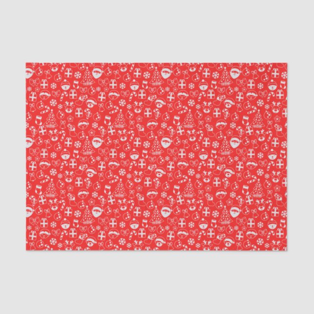 Christmas Favorites Red Santa Elf Reindeer Festive Tissue Paper (Front)