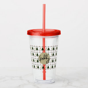 Christmas Fawn Plastic Cup with straw 