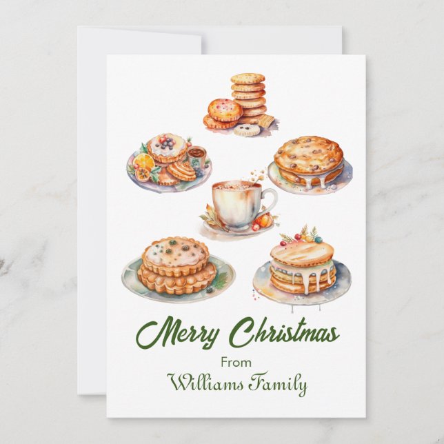 Christmas Feast Watercolor  Holiday Card (Front)