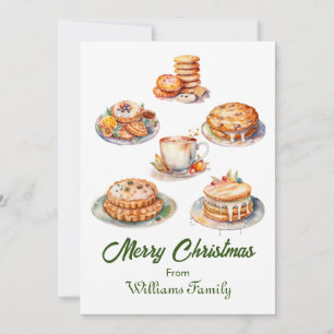 Christmas Feast Watercolor  Holiday Card
