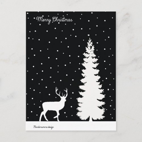 Christmas feelings _ Christmas tree and reindeer Holiday Postcard