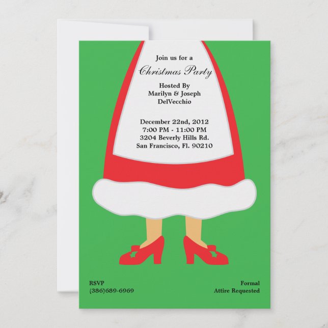 Christmas Feet, Santa, Elf and Mrs. Claus Holiday Invitation (Front)