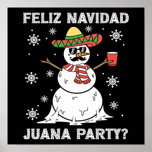 Christmas Feliz Navidad Juana Party Cool Mexican Poster (Front)