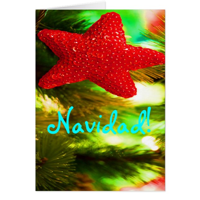 Christmas Feliz Navidad Red Star Holiday Card (Front)