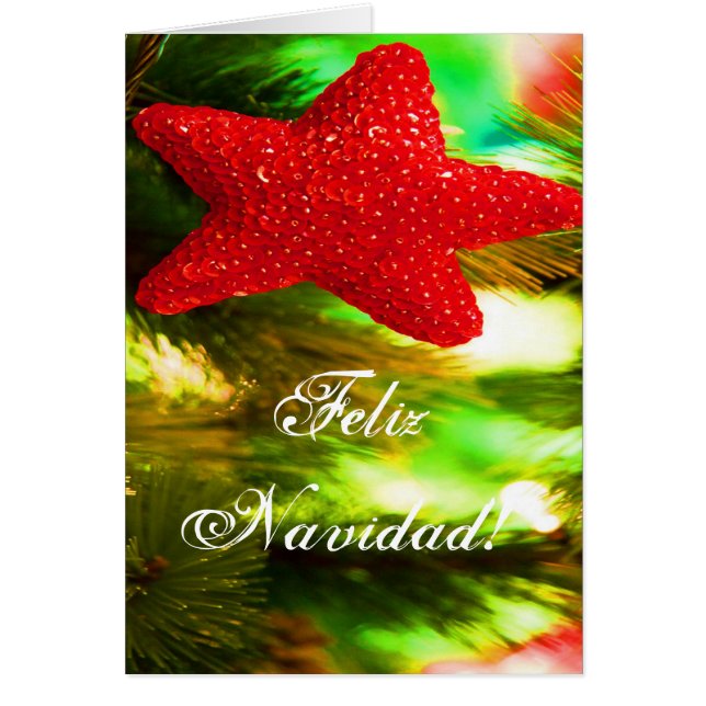 Christmas Feliz Navidad Red Star II Cards (Front)