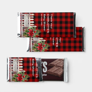 Christmas Fence Buffalo Plaid Baby Shower Hershey Bar Favors