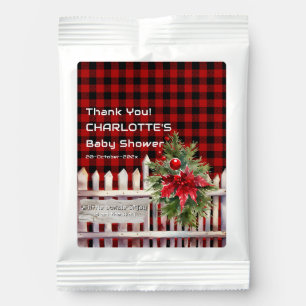Christmas Fence Buffalo Plaid Baby Shower Hot Chocolate Drink Mix