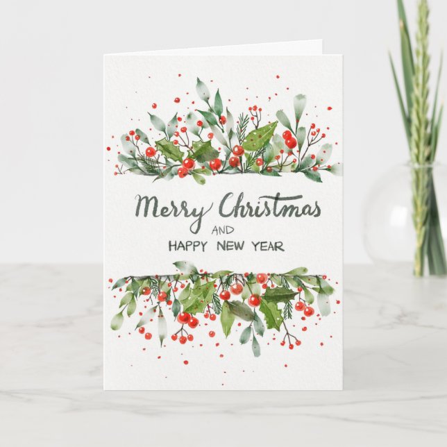 CHRISTMAS FERN n BERRIES CHRISTMAS CARD (Front)