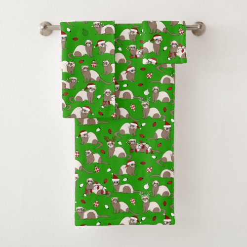 Christmas Ferret Bath Towel Set