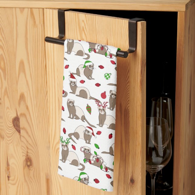 Christmas Ferret Kitchen Towel (Thirds Fold)