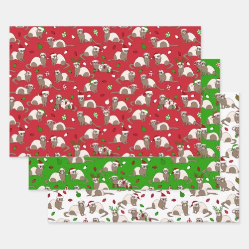 Christmas Ferret Wrapping Paper Sheets