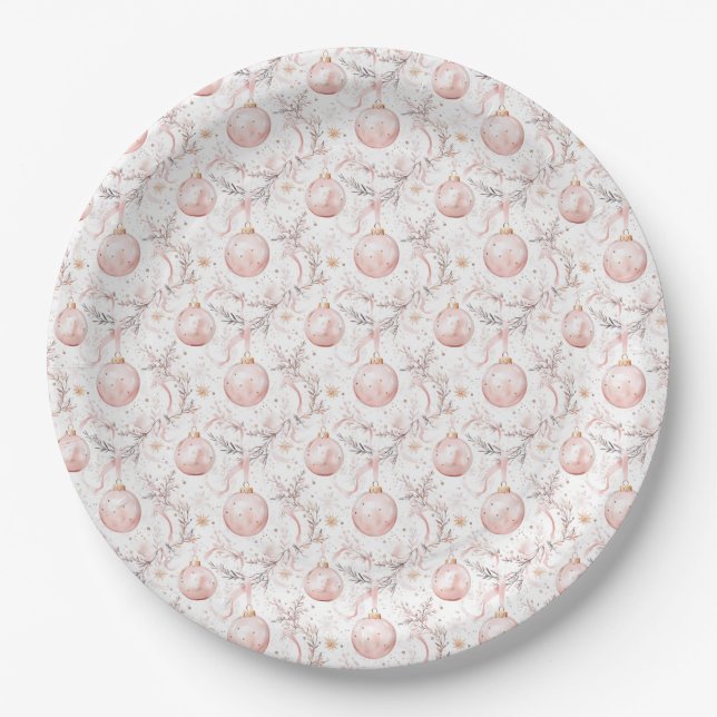 Christmas Festive Baubles Paper Plates (Front)