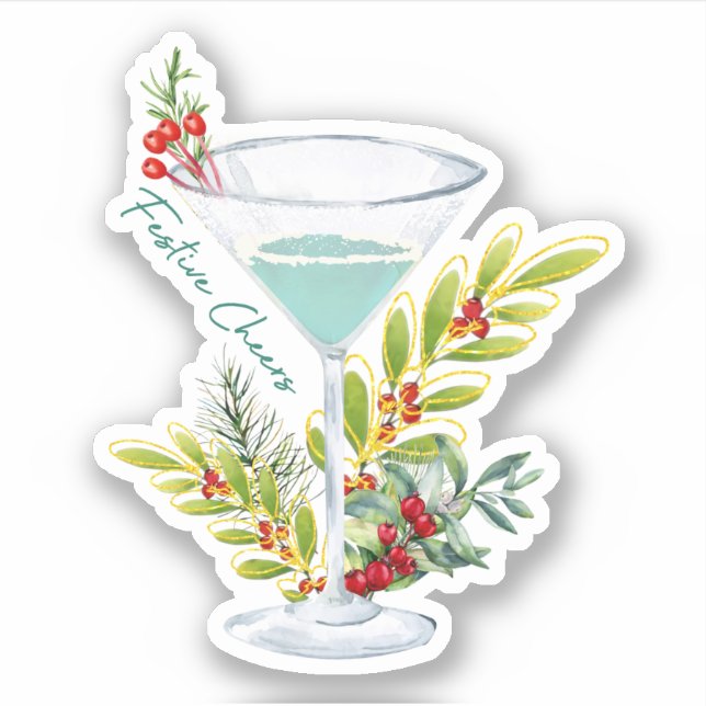 Christmas Festive Cheers Cocktails Drinks Holidays Sticker (Front)