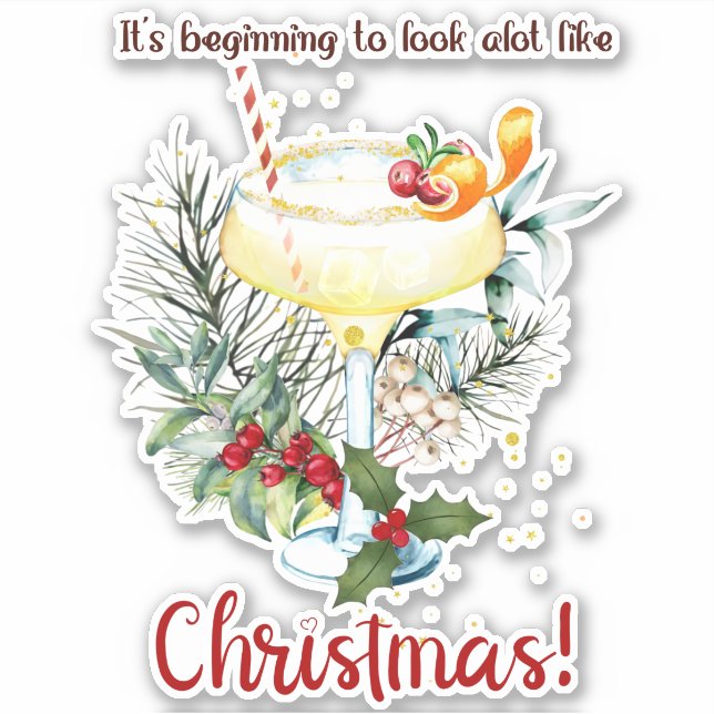 Christmas Festive Cocktails Drinks Winter Holidays Sticker (Front)