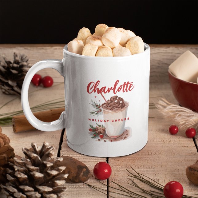 Christmas Festive Coffee Hot Cocoa Holiday  Two-Tone Coffee Mug (Creator Uploaded)